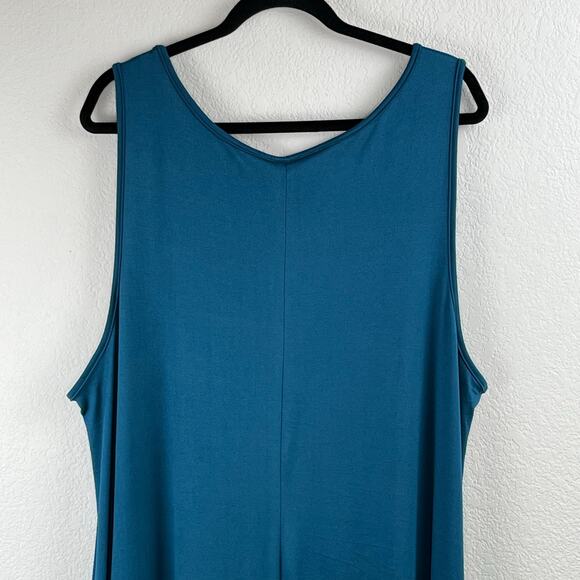 24seven Teal Blue Sleeveless Scoop Neck Tank Long Casual Maxi Dress Plus 3X NWT - Picture 10 of 15